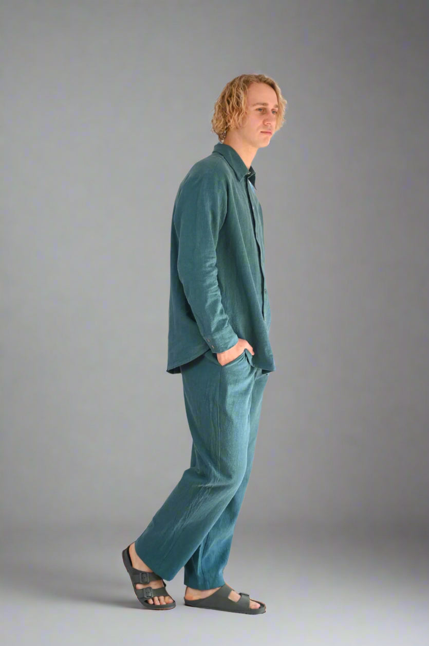 Straight Ramie Pants for Men