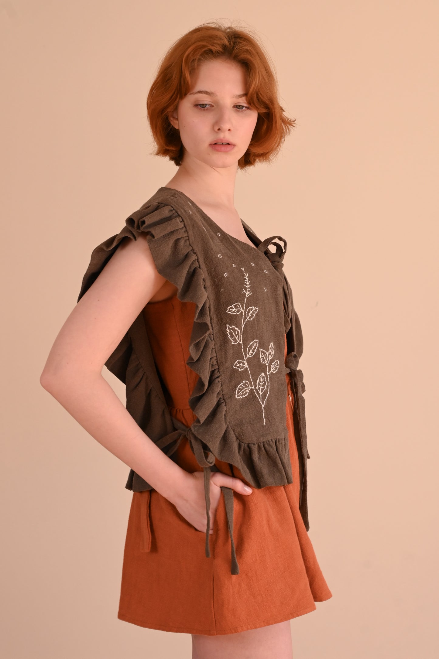 Ramie Ruffle Vest